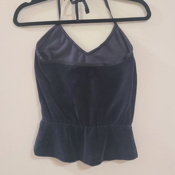 Vintage BETSEY JOHNSON Black Velour Halter Camisole Tank Top Blouse (P/XS) - EUC - Picture 2 of 4